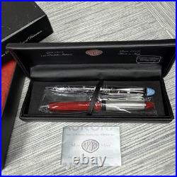 AURORA IPSILON 2 Pens STERLING SILVER RED BALLPOINT PEN B34CR & Chrome Plate