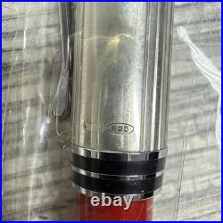 AURORA IPSILON 2 Pens STERLING SILVER RED BALLPOINT PEN B34CR & Chrome Plate