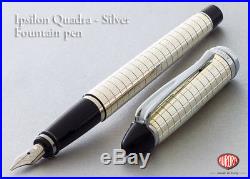 AURORA Ipsilon Quadra Sterling Silver 14K Gold Rhodium M MEDIUM Nib Fountain Pen