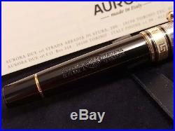AURORA Optima Sterling Silver 925 Cap 14K Gold Medium NIB Fountain Pen, NOS