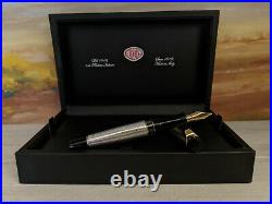 AURORA Optima Sterling Silver 925 Fountain Pen Stub 18K Gold Nib, MINT