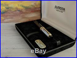 AURORA Optima Sterling Silver Ag 925 Cap & Medium 14K Gold Nib Fountain Pen