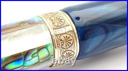 Ancora Capri Blue Rollerball Pen Sterling Silver Mother Of Pearl Made In Italy