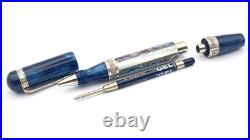 Ancora Capri Blue Rollerball Pen Sterling Silver Mother Of Pearl Made In Italy