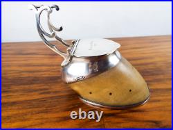 Antique English Sterling Silver Inkwell Pen Stand 1901 Horse Hoof Hallmarked