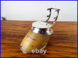 Antique English Sterling Silver Inkwell Pen Stand 1901 Horse Hoof Hallmarked