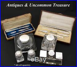 Antique French. 800 (nearly sterling) Silver 5pc Writer's Set Wax Seal, Pen ++