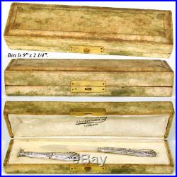 Antique French Sterling Silver Box Writer's Set Pen, Letter Opener & Wax Seal