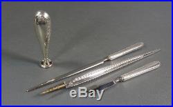 Antique German Lutz Weiss Sterling Silver Writing Set Letter Opener Dip Pen Seal
