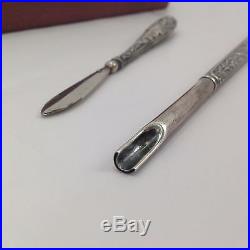 Antique Portuguese Sterling Silver Dip Pen Nib Letter Opener Dated 1900-1913