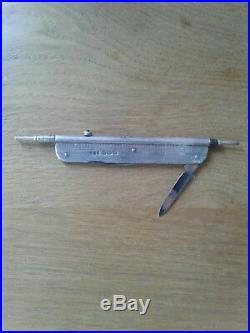 Antique Solid Sterling Silver Pen, Pencil And Ruler Sheffield 1904
