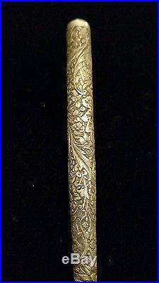 Antique Sterling Silver Floral Motif Writing Dip Pen