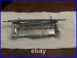 Antique Sterling Silver Ink Pen Tray With Sterling Pen From 1900 Era