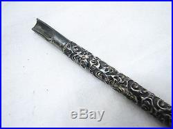 Antique Textured Embossed Sterling Silver Fountain Dip Pen Floral