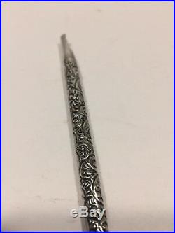 Antique Victorian Sterling Silver Repousse Fountain Dip Quill Pen