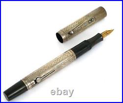 Antique Waterman Fountain Pen Sterling Silver Ideal Oct 9 06 452 Checkered
