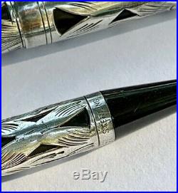 Antique Watermans Ideal 452 Sterling Silver Filigree Fountain Pen & Pencil Set