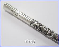 Antique c1880 Gorham Hand Chased Sterling Silver Calligraphy Dip Pen 6 1/2