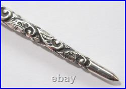 Antique c1880 Gorham Hand Chased Sterling Silver Calligraphy Dip Pen 6 1/2