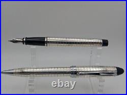 Aurora Ipsilon Sterling Quadra Pattern Fountain and Ballpoint Pen (Pre-Owned)