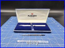 Aurora Solid Sterling Silver 925 Ballpoint Pen With Blue Ink Refill MADE IN ITALY