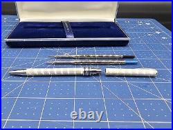 Aurora Solid Sterling Silver 925 Ballpoint Pen With Blue Ink Refill MADE IN ITALY