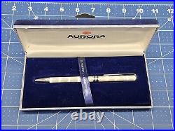 Aurora Solid Sterling Silver 925 Ballpoint Pen With Blue Ink Refill MADE IN ITALY