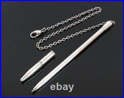 Authentic HERMES Sterling Silver 925 Ballpoint Pen with Chain For Agenda