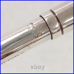 Authentic Hermes Mini Ballpoint Pen Sterling Silver 925 Polished Blue Ink
