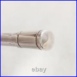Authentic Hermes Mini Ballpoint Pen Sterling Silver 925 Polished Blue Ink