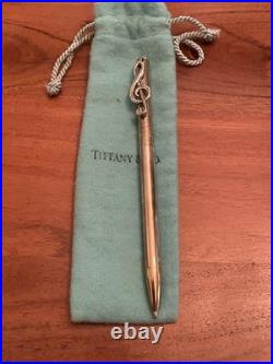 Authentic Tiffany & Co. Ballpoint Pen Music Score Sterling Silver RARE Box & Bag
