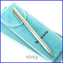 Authentic Tiffany & Co Logo Ballpoint Pen Silver Sterling 925 Ink Blue 03MI314
