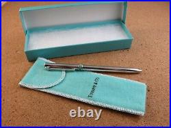 Authentic Tiffany & Co Sterling Silver 925 Ball Point Pen Box Blue Enamel Band