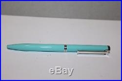 Authentic Tiffany & Co. Sterling Silver Tiffany Blue Enamel T-clip Ballpoint Pen
