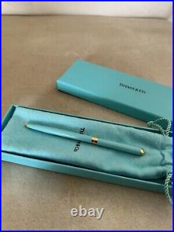 Authentic Tiffany & Co. Tiffany Ballpoint Purse Pen Silver Sterling Light blue