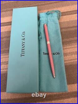 Authentic Vintage Tiffany Ballpoint Pen Sterling Silver and Pink Enamel