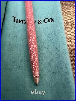 Authentic Vintage Tiffany Ballpoint Pen Sterling Silver and Pink Enamel