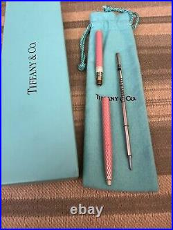 Authentic Vintage Tiffany Ballpoint Pen Sterling Silver and Pink Enamel