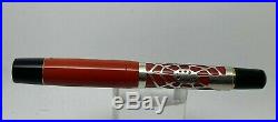 BEXLEY Stalwart Coral Fountain Pen CUSTOM Sterling Silver Overlay 18K Broad nib
