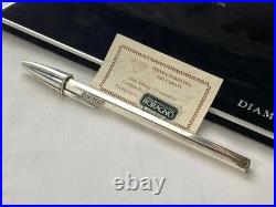 BIC Silver Argento 1970s Sterling Silver With Diamond (0.02 carat) Ballpoint Pen