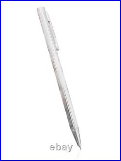 Ballpoint Pen, Medium Point. Solid 925 Sterling Silver with Pure Platinum Plated