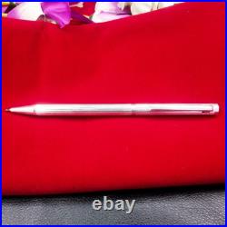 Ballpoint Pen, Medium Point. Solid 925 Sterling Silver with Pure Platinum Plated