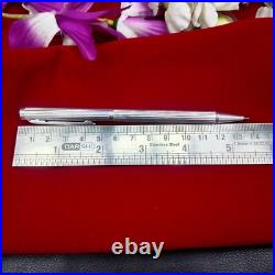 Ballpoint Pen, Medium Point. Solid 925 Sterling Silver with Pure Platinum Plated