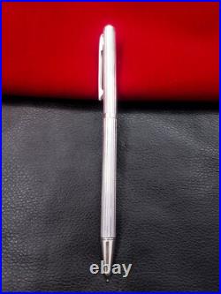 Ballpoint Pen, Medium Point. Solid 925 Sterling Silver with Pure Platinum Plated