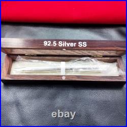 Ballpoint Pen, Medium Point. Solid 925 Sterling Silver with Pure Platinum Plated