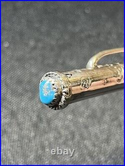 Ballpoint Pen Sterling Silver Native American Turquoise Signed Works. ML