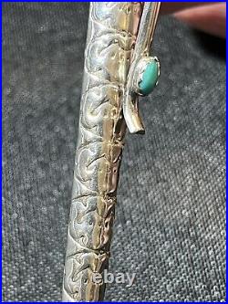 Ballpoint Pen Sterling Silver Native American Turquoise Signed Works. ML