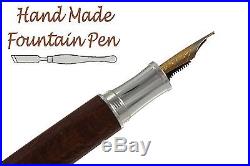 Banksia Wood Upsilon B Fountain Pen In Sterling Silver & Gold Titanium #188