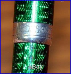 Bossert & Erhard emerald green enameled sterling silver fountain pen 18k nib box