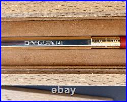 Bulgari Sterling Silver Pen Modeled as a N. 2 Pencil Coral Eraser Vintage in box